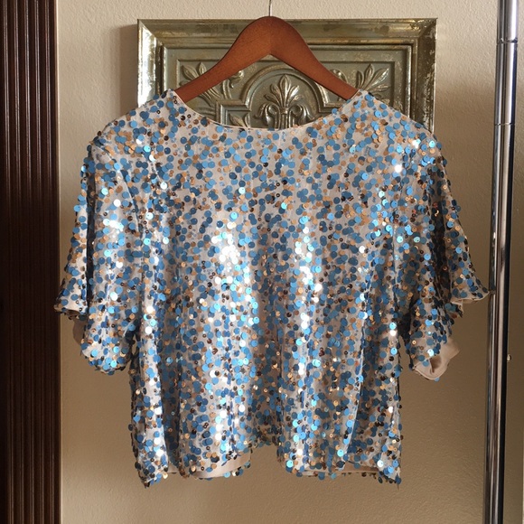 Forever 21 Tops - Blue and Gold Sequin Top (After Dark Collection)